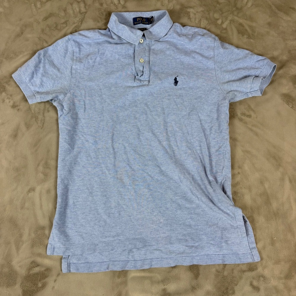 Polo Ralph Lauren Mens Classic Fit Short Sleeve Polo Shirt Light Blue Heather S